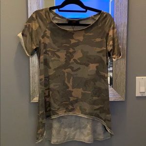 Hi-Low Camo Top w/Cuffed Sleeves